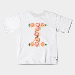 Letter I Floral Kids T-Shirt